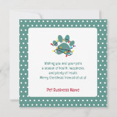 ペットビジネスのクリスマスドッグ ノートカード (裏面)