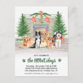 ペットビジネス犬の恋人かわいい犬のクリスマスホリデー インビテーションポストカード (正面)