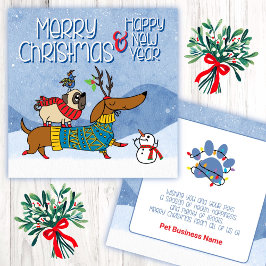 ペットビジネス クリスマス ダックスフンド パグ 犬 ノートカード