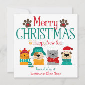 ペットビジネス クリスマス 犬 猫 ノートカード (正面)