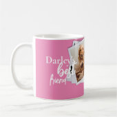 ペットピンクモダンカップ付きフォトコラージュ家族 コーヒーマグカップ (左)