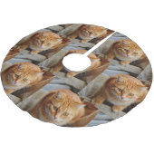 ペットファミリーフォトスカスタマイズクリススマスホリデー ブラッシュドポリエステルツリースカート (アングル)