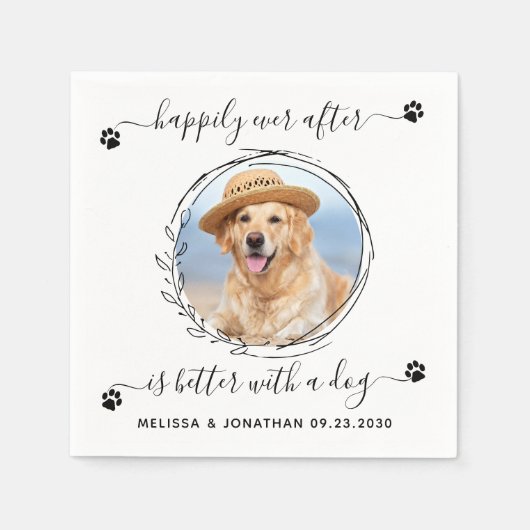 ペットフォエレガントトドッグの後ずっと楽しく結婚過ごす スタンダードカクテルナプキン (正面)