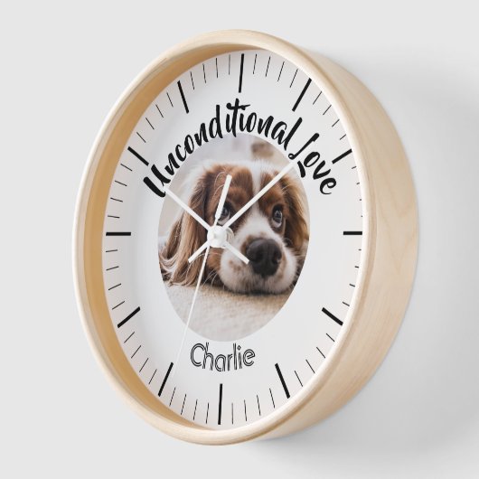 ペットフォカスタムトパーソナライズされたドッグ名ドッグフォト 壁時計 (傾斜)