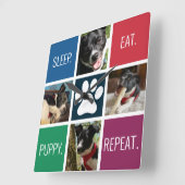 ペットフォカラフルト動物愛好家の幾何モダン的 スクエア壁時計 (傾斜)