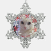 ペットフォトカスタムスノーフレーク スノーフレークピューターオーナメント (正面)