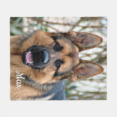 ペットフォトギフト犬パーソナライズされた好き形見 フリースブランケット (正面(横))