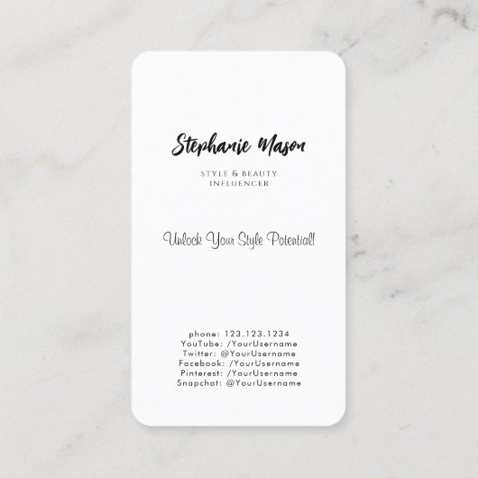 ペットフォトグラファーモダンソーシャルメディア白黒 名刺 (裏面)