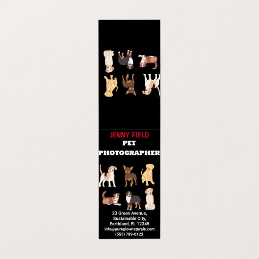 ペットフォトグラファー動物写真折り畳み名刺 名刺 (外部フラット)