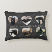 ペットフォトコラージブラックキャットお気に入りの装飾用クッション アクセントクッション (正面)