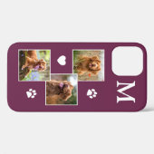 ペットフォトコラージモノグラムイニシャルマゼンタキャットドッグ Case-Mate iPhoneケース (裏面 (横))