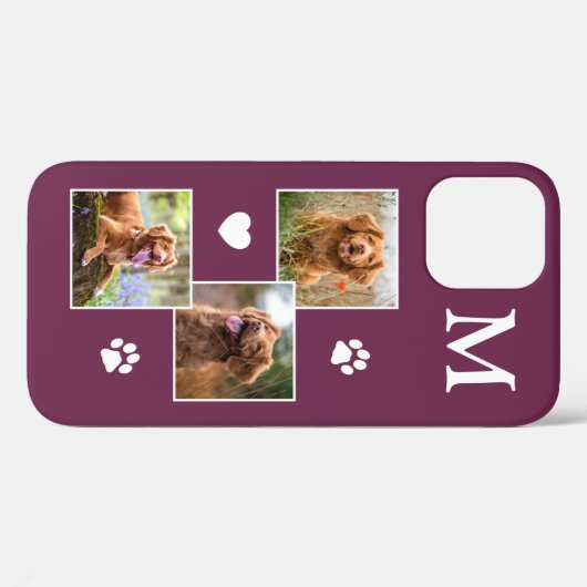 ペットフォトコラージモノグラムイニシャルマゼンタキャットドッグ Case-Mate iPhoneケース (裏面 (横))