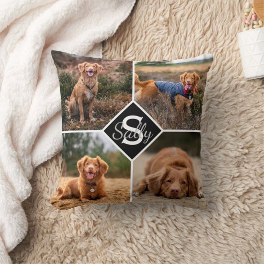 ペットフォトコラージモノグラム名犬の恋人 クッション (ブランケット)