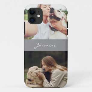 ペットフォトコラージュグレー iPhone 11 ケース