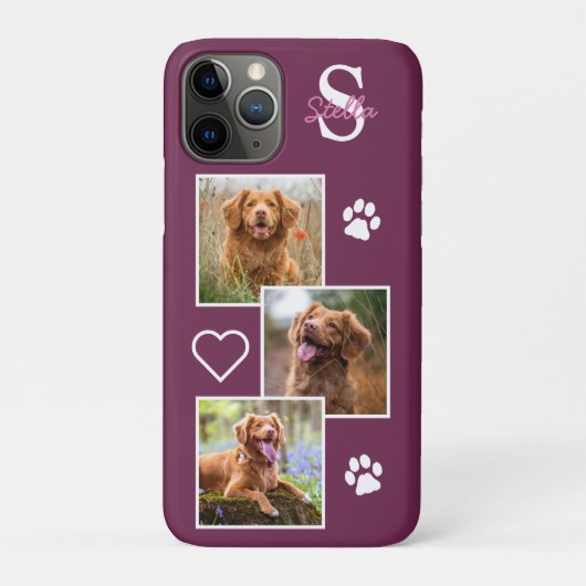 ペットフォトコラージュモノグラムネームマゼンタ猫 Case-Mate iPhoneケース (裏)