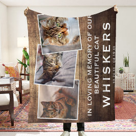 ペットフォトコラージュ猫・犬素朴メモリアルカントリー フリースブランケット