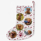 ペットフォトコラージュ赤い前肉印刷パターンドッグ スモールクリスマスストッキング (裏面)