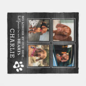 ペットフォトコラージュ&悔やみや弔慰引用文素朴犬/猫 フリースブランケット (正面(横))