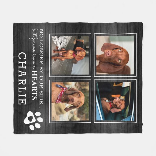 ペットフォトコラージュ&悔やみや弔慰引用文素朴犬/猫 フリースブランケット (正面(横))