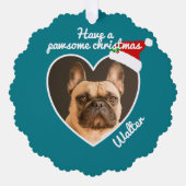 ペットフォトサンタハットハッピーハウリデイズキュートクリスマス オーナメントカード (正面)