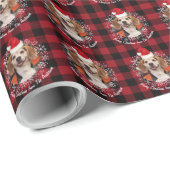 ペットフォトサンタハット&レッドバッファロープレイド ラッピングペーパー (ロールコーナー)