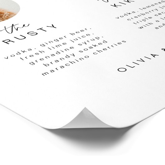 ペットフォトシグネチャードリンク結婚メニューのバー記号 ポスター (角)