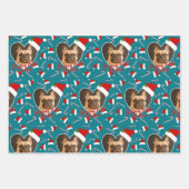 ペットフォトティール(緑がかった色)クリスマスラッピング紙シート ラッピングペーパーシート (正面)