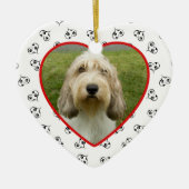 ペットフォトハートフレパーソナライズされたーム セラミックオーナメント (正面)