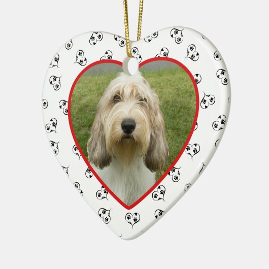 ペットフォトハートフレパーソナライズされたーム セラミックオーナメント (左)
