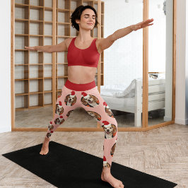 ペットフォトバラ金ゴールドレッドサンタハッツクリスマス レギンス