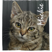 ペットフォトパーソナライズされたキャットシャワーカーテン シャワーカーテン (正面)