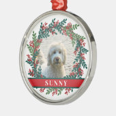 ペットフォトパーソナライズされたクリスマスリース メタルオーナメント (左)