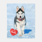 ペットフォトパーソナライズされたシンプルシックドッグ恋人 フリースブランケット (正面)