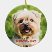 ペットフォトパーソナライズされた両面クリスマスツリー セラミックオーナメント (正面)
