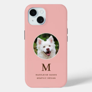 ペットフォトピーチパーソナライズされた iPhone 15ケース