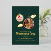 ペットフォトファミリークリスマスモダン金ゴールド 箔シーズンカード (立ち正面)