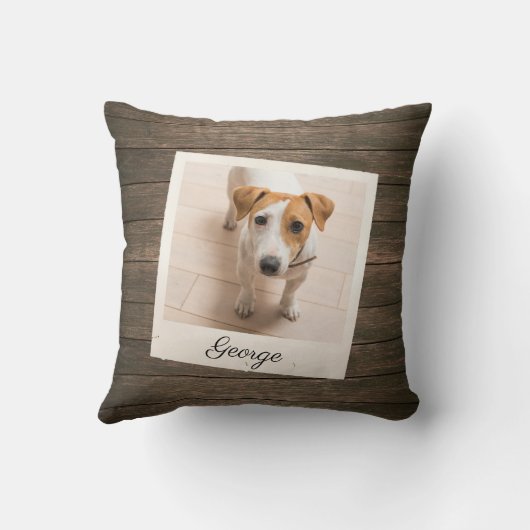 ペットフォトフレーム素朴ウッドパーソナライズされた クッション (裏面)