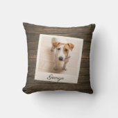 ペットフォトフレーム素朴ウッドパーソナライズされた クッション (正面)