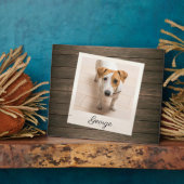 ペットフォトフレーム素朴ウッドプパーソナライズされたラーク フォトプラーク (側面)