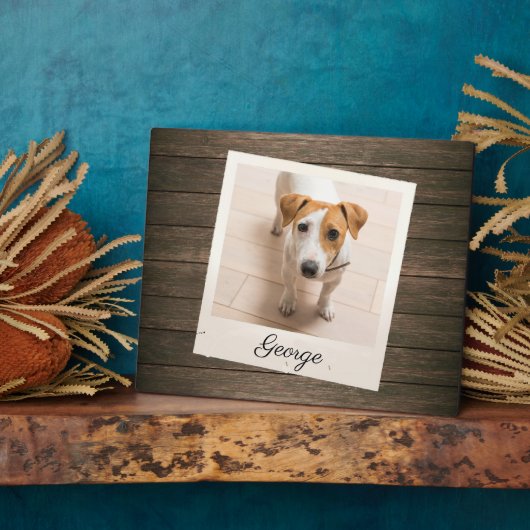 ペットフォトフレーム素朴ウッドプパーソナライズされたラーク フォトプラーク (側面)