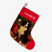 ペットフォトホリデー スモールクリスマスストッキング (正面 (吊り時))