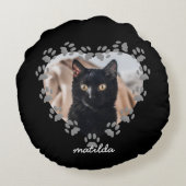 ペットフォトポープリントハートブラックキャットラブ引用文 ラウンドクッション (裏面)