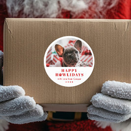 ペットフォトポープリントプンクリスマスホリデー ラウンドシール
