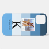 ペットフォトモノグラモダンム |青いカラーボックスのストライプ Case-Mate iPhoneケース (裏面 (横))