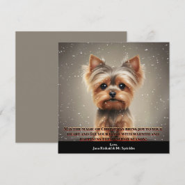 ペットフォトヨークシャーテリアドッグおもしろいシンプルクリスマスカード 招待状