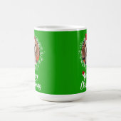 ペットフォトレッドサンタハット雪の結晶グリーンクリスマス コーヒーマグカップ (中央)