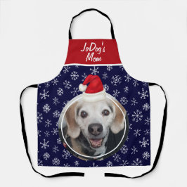 ペットフォトレッドサンタハット雪の結晶ネイビークリスマス エプロン