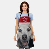 ペットフォトレッドホワイトドッグママママエプロン エプロン (着用した状態)