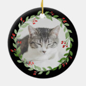 ペットフォト初めてのクリスマスインニューホーム白黒 セラミックオーナメント (裏面)