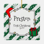 ペットフォト初めてのクリスマスサンタ帽子HO HO HO CUTE セラミックオーナメント (裏面)